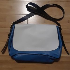 Fossil blue & white leather crossbody bag